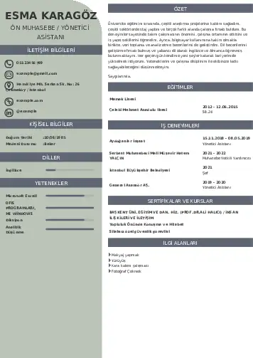 Yönetici Asistanı Cv Örnekleri cv indir